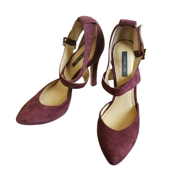 RACHEL ZOE SUEDE BURGUNDY CRISS CROSS PUMP - Picture 1 of 5